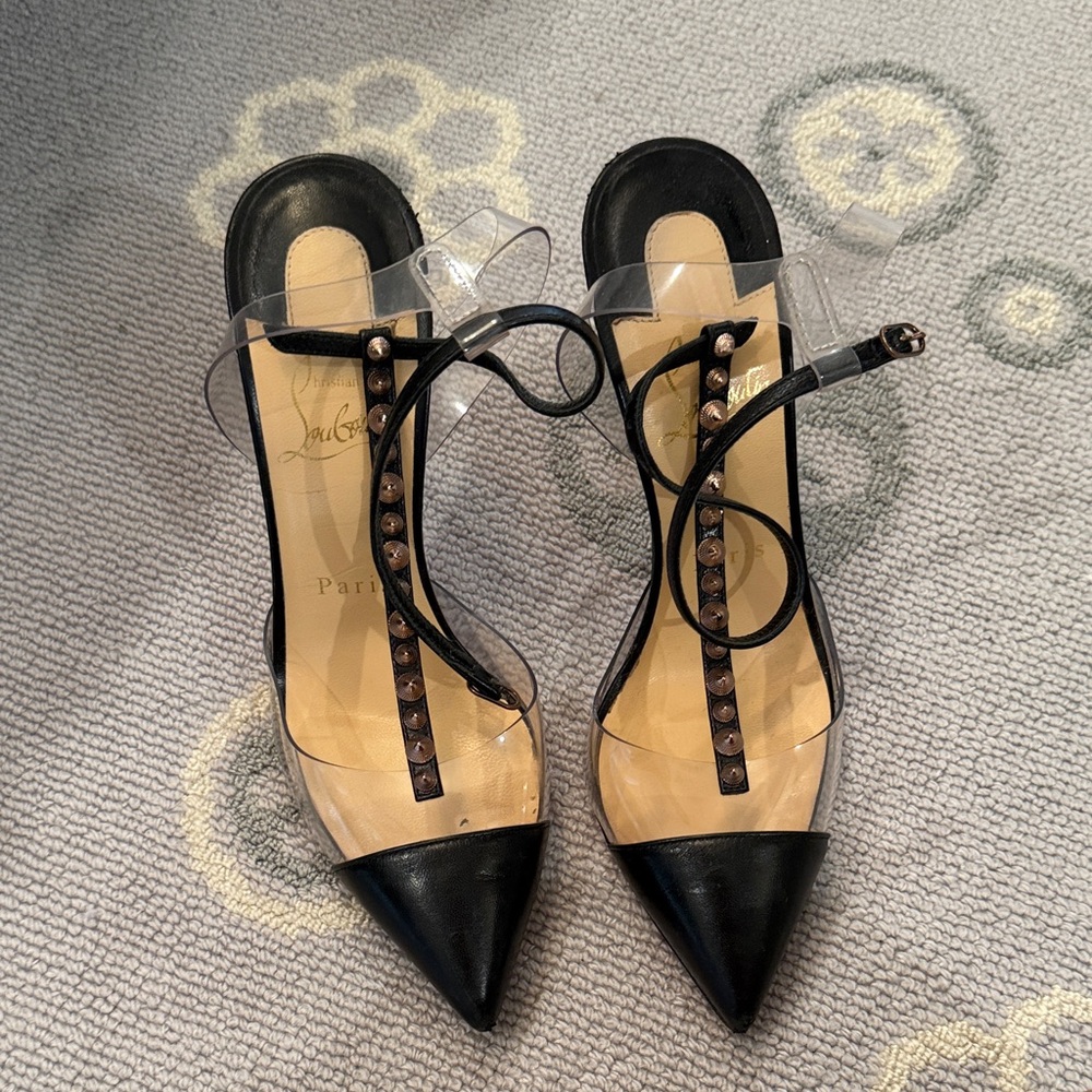 Christian Louboutin Black and Clear Heels